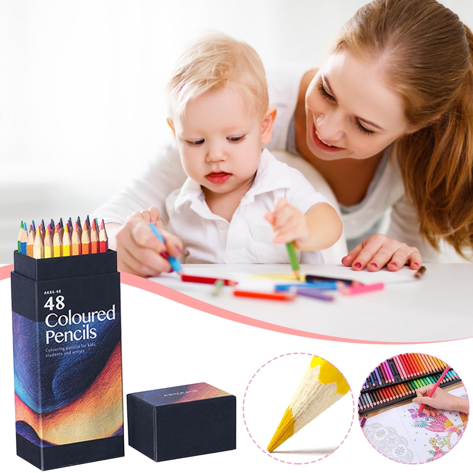 ThEast 48 Colored Pencils, Color Pencils for Adult Coloring Book, Artist  Soft Core Oil based Color Pencil Sets, Included Sharpener, Handmade Canvas