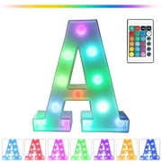 SDJMa Colorful LED Marquee Letter Lights with Remote – Light Up Marquee Signs – for Wedding Birthday Party Lamp Christmas Home Bar Decoration - A