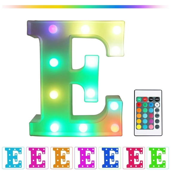 SDJMa Colorful LED Marquee Letter Lights with Remote – Light Up Marquee Signs – for Wedding Birthday Party Lamp Christmas Home Bar Decoration - E