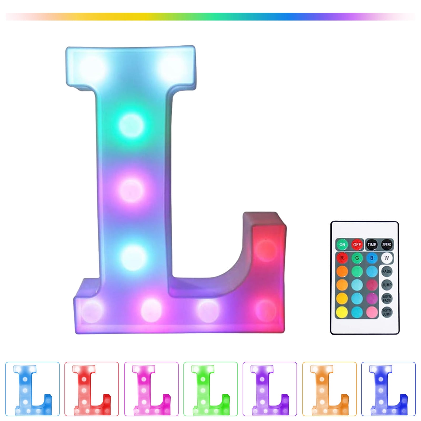 SDJMa Colorful LED Marquee Letter Lights with Remote  Light Up Marquee Signs  for Wedding Birthday Party Lamp Christmas Home Bar Decoration - L