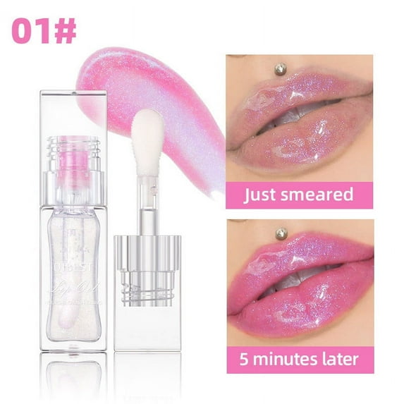 SDJMa Cute Lip Gloss & Lip Oil, Plumping Lip Care With Pearl & Shimmer Cute Makeup,water Tint Lip Stain Lip Gloss, Lightweight Mini Liquid Lipstick (#01)