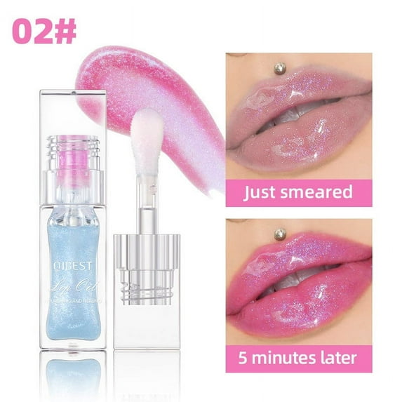 SDJMa Cute Lip Gloss & Lip Oil, Plumping Lip Care With Pearl & Shimmer Cute Makeup,water Tint Lip Stain Lip Gloss, Lightweight Mini Liquid Lipstick (#02)