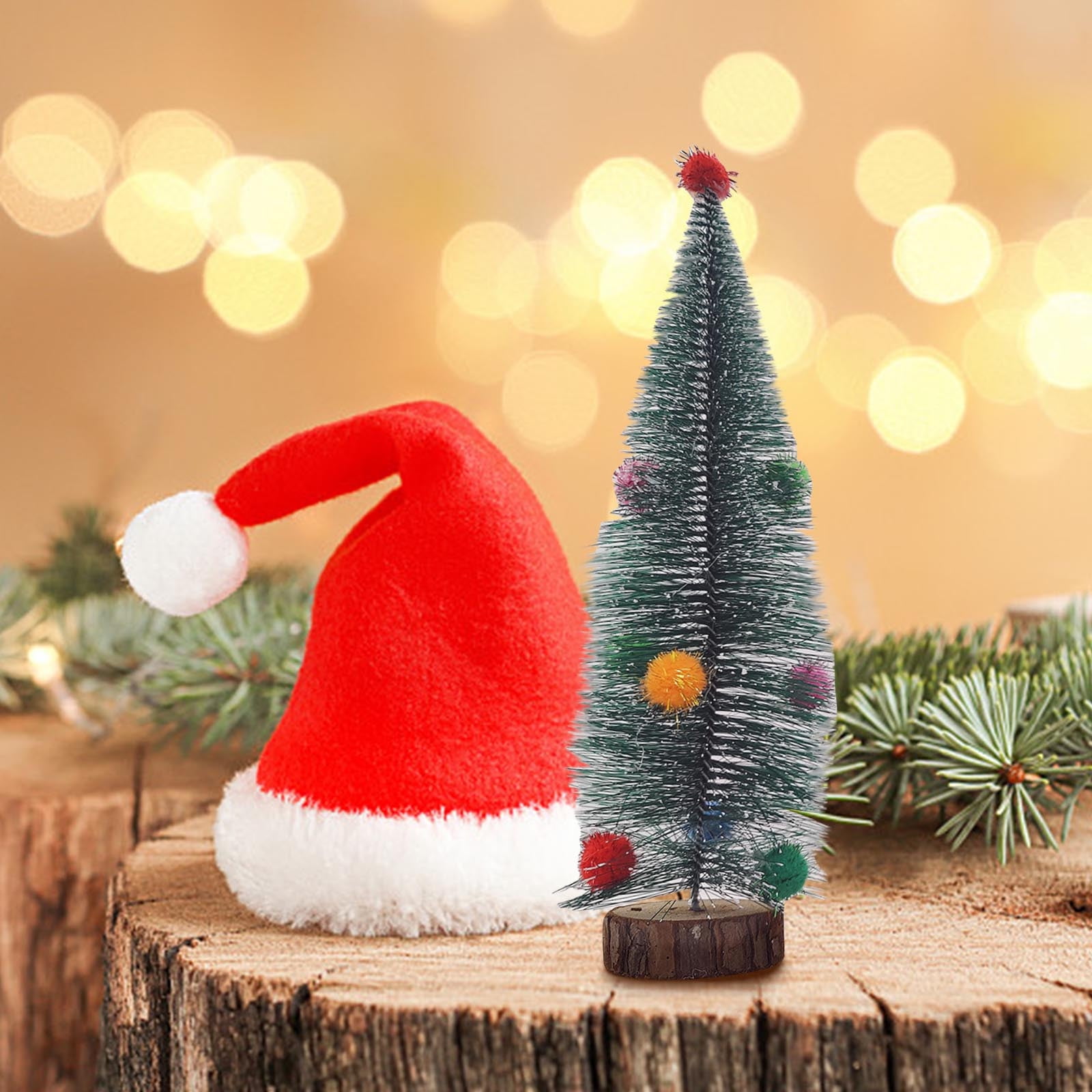 SDJMa Desktop Miniature Christmas Trees Mini Pine Tree with Snow and