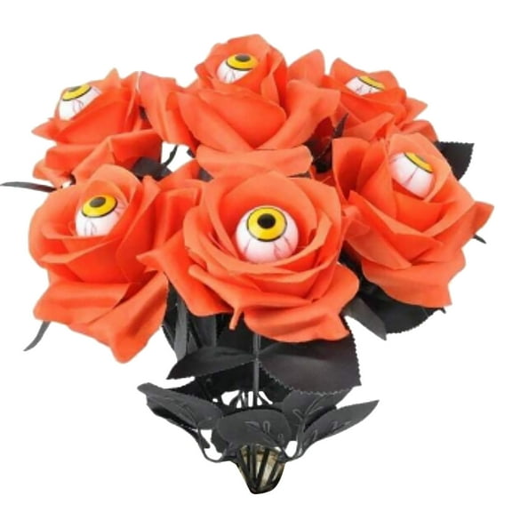 SDJMa Devil Eye Black Rose Stem Decoration, Halloween Decoration Artificial Flowers with Stem,Halloween Flowers with EyesEyeball Artificial Flowers Party Home Wedding Decor