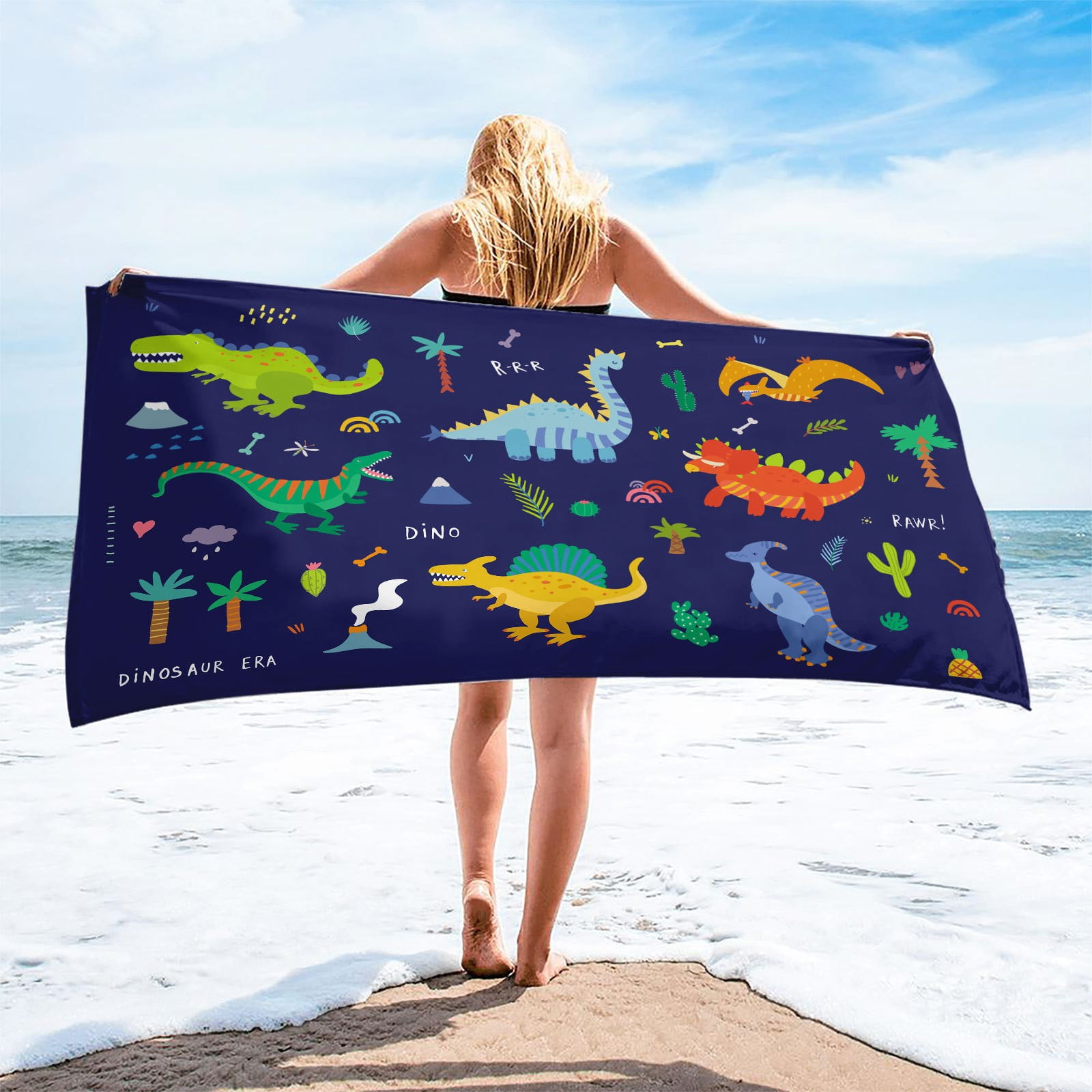 SDJMa Dinosaur Towel for Kids Custom Travel Beach Pool and Bath Towels for Adults Toddler Baby Boys Girls Bath Towel 30 x60 Walmart