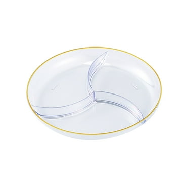 SDJMa Divided Diet Plates 3 Section Serving Tray, Clear Dessert Tray Platters Divided Candy Bowl Nut Appetizer Tray Decorative, Cupcake Stand for Fruit Salad Pudding Wedding Party Event