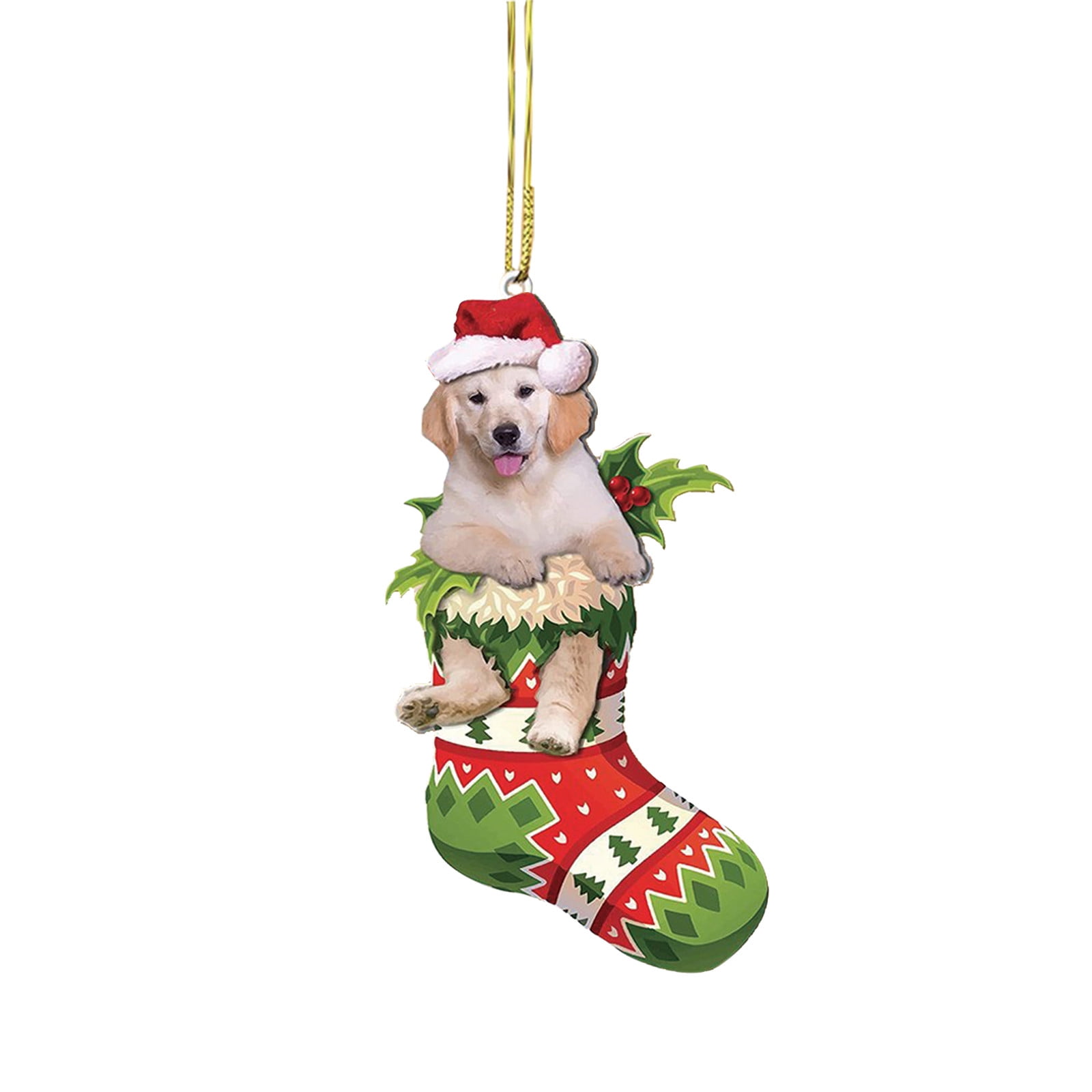 SDJMa Dog Christmas Ornament, Dog in Christmas Stocking Christmas Tree