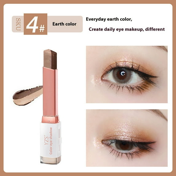 SDJMa Double Colors Eye Shadow Stick Glitter Shimmer Eyeshadow Gradient Eyeshadow Makeup Stick Waterproof Eyeshadow Eye Shadow Pen Stick for Eye Make up (#04)