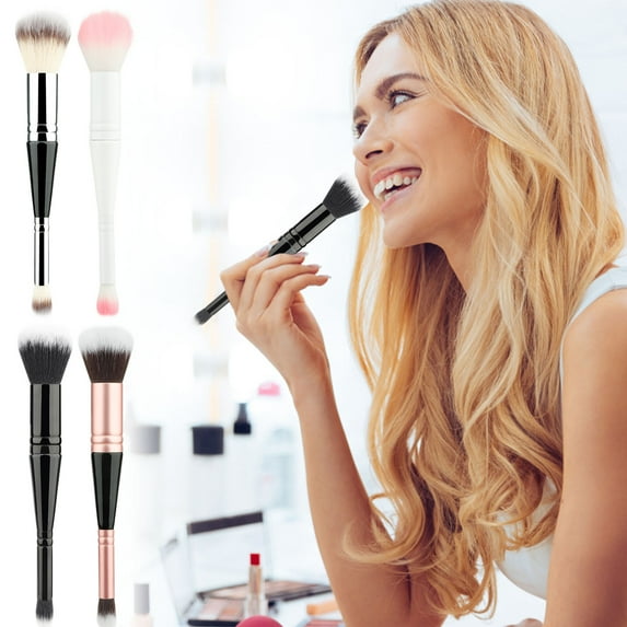SDJMa Dual-Ended Makeup Brush, Concealer & Powder Brush 2-in-1, Soft Bristles, for Beginners (Black)