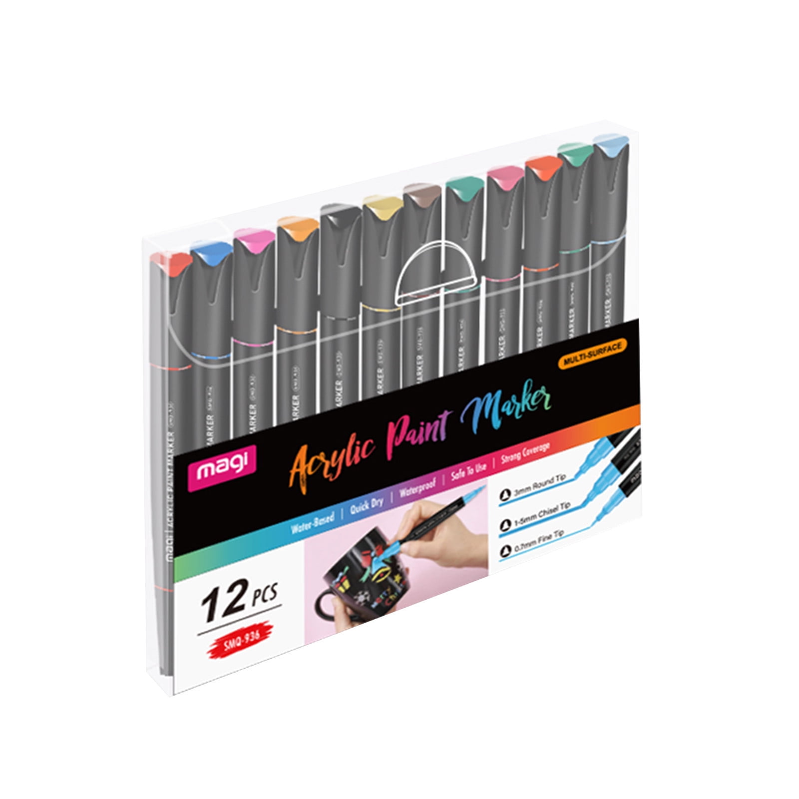 36 Acrylic Paint Pens Skin and Earth Tones Marker Set 3mm Medium Tip for Rock Painting, Canvas, Most surfaces. Non-Toxic, Quick Dry