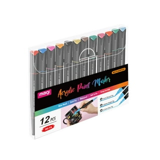 24 Colors Acrylic Paint Pens, Dual Tip Pens With Medium Tip and Brush Tip,  Paint Markers for Rock Painting, Ceramic, Wood, Plastic, Calligraphy