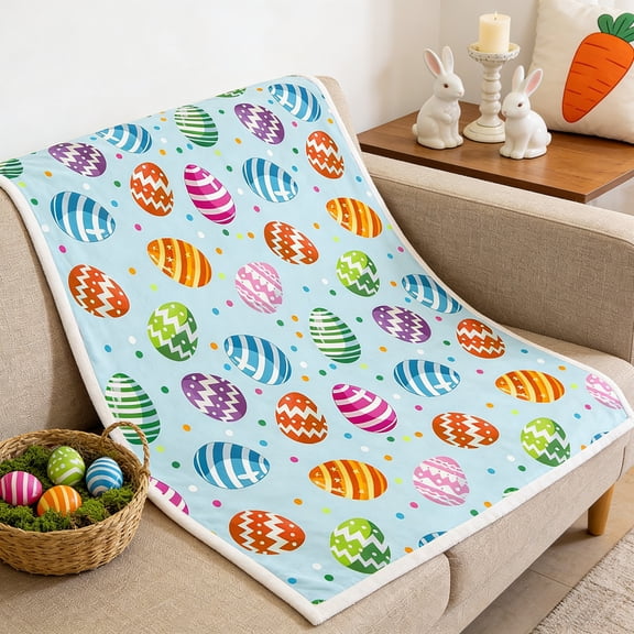 SDJMa Easter Eggs Throw Blanket Cozy Soft Plush Flannel Blanket for Bed Sofa Couch Chair Living Room Decor, 30"x40"