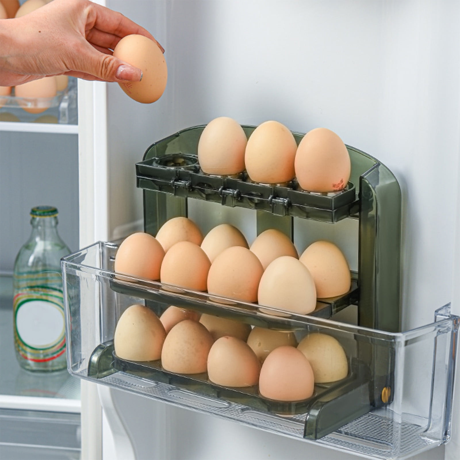 SDJMa Egg Holder for Refrigerator, Egg Storage Box for Fridge, 3Layer