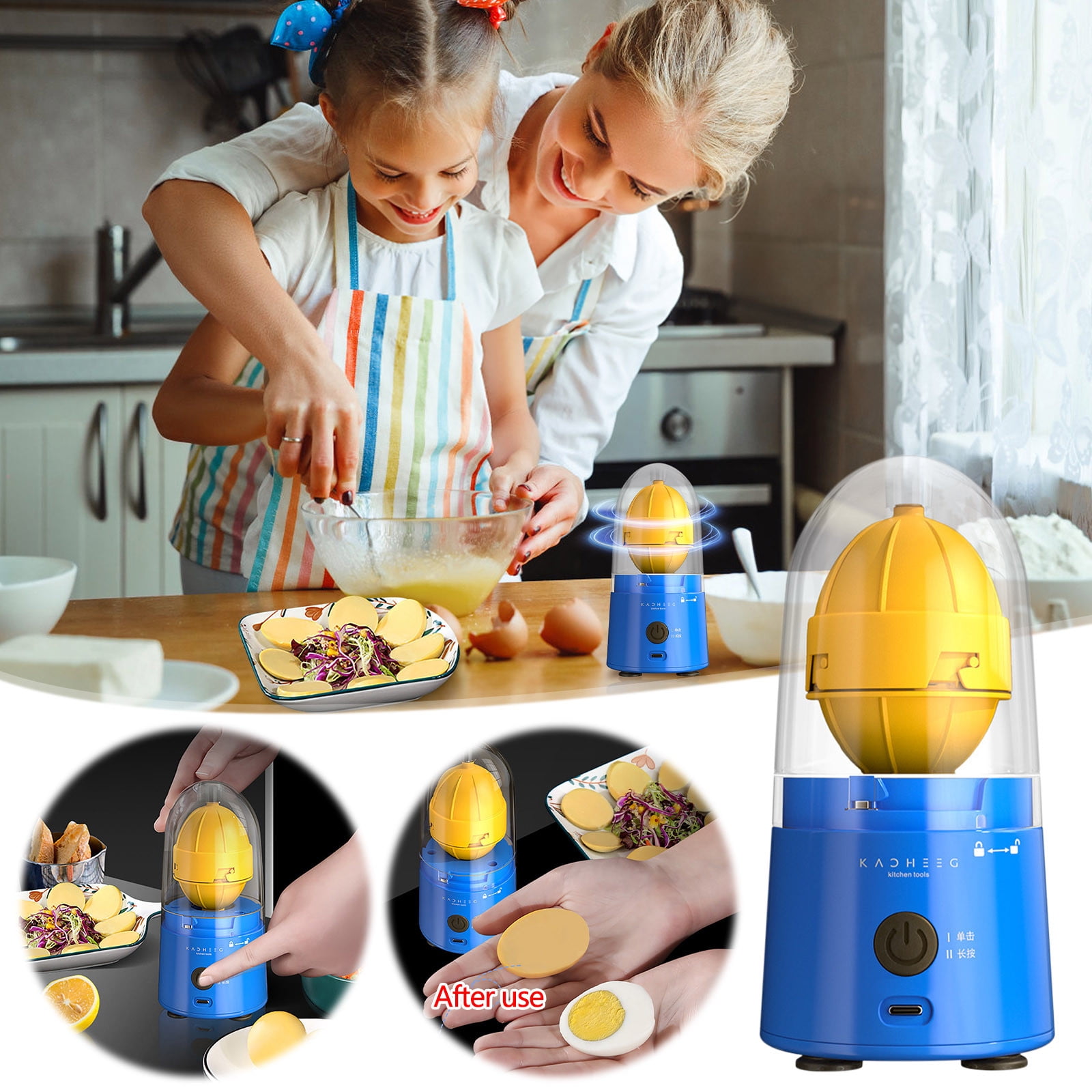 EggFecto Electric Egg Yolk Mixer - Rechargeable Egg Spinner Scrambler for  Small and Large Eggs | Portable Golden Egg Maker for Hard Boiled Eggs |  Easy