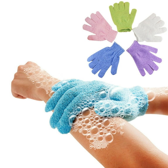 SDJMa 5 Pcs Exfoliating Gloves,Made of 100% Nylon,5 Colors Double Sided Exfoliating Gloves for Beauty Spa Massage Skin Shower Body Scrubber Bathing Accessories.