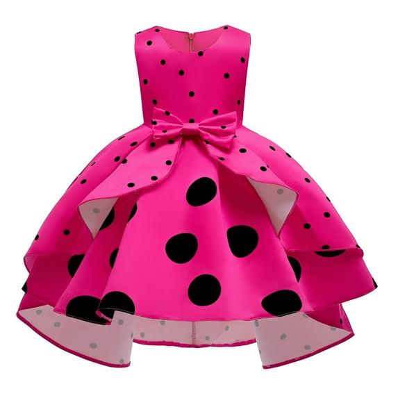 SDJMa Explosion Style Children's Clothing Girls Dress Polka Dot Retro Children Princess Dress Christmas Performance Dress