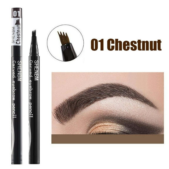 SDJMa Eyebrow Pencil - 4 Tip Microblade Eyebrow Pen with Waterproof, Smudge-proof and Long Lasting, Natural Eye Brow Pencils for Women, Natural Looking Eyebrows - Chestnut