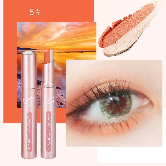 SDJMa Eyeshadow Stick Double Color, Glitter Gradient Eyeshadow Stick Two Tone,Two-tone Eye Shadow Natural Gradation Waterproof Long Lasting Makeup For Women