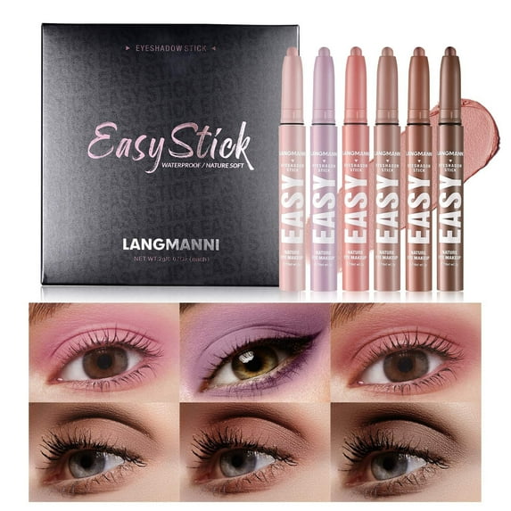 SDJMa Eyeshadow Stick Set,Champagne Shimmer Cream Eye Brightener Stick Highlighter Makeup,Nourishing Velvety Cream-to-Powder Bu.ildable & Blendable Formula, Cruelty-Free & Vegan(A)