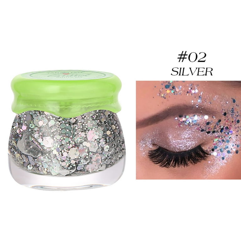 Body Glitter Holographic Chunky Glitter Gel for Festival Halloween Make-up  Face Glitter Liquid Hair Glitter for Women and Kids Easy to Use No Need  Glue Silver Glitter