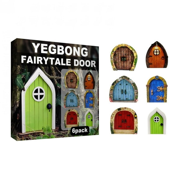 SDJMa Fairy Door Fairy Garden Accessories Set of 6/12/18 - Blue Fairy Garden Kit Door For Fairy House And Other Fairy Garden Miniatures, Garden Decor For Fairies And Garden Gnome Decor