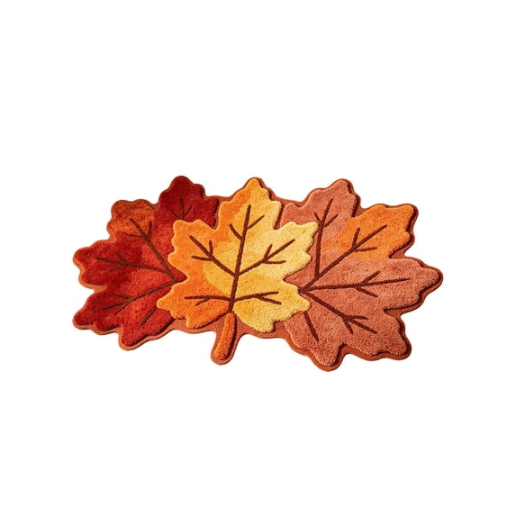 SDJMa Fall Bath Rug, Non-Slip Soft Absorbent Maple Leaves Bathroom Rug for Autumn Harvest Thanksgiving Farmhouse Home Decor, 18x28 Inch