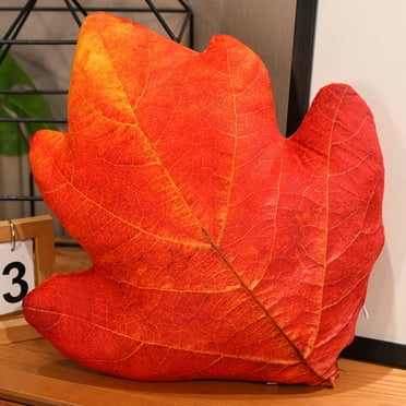 SDJMa Fall Leaf Throw Pillow, 3D Maple Leaf Decorative Cushion for Bed Sofa Couch Autumn Harvest Thanksgiving Party Home Bedroom Living Room Decor, 15.7"x15.7"
