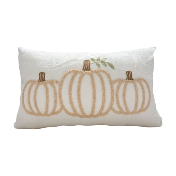SDJMa Fall Pumpkin Lumbar Pillow Cover 12x20 Inch, Pumpkin Pattern Embroidery Cushion Case for Sofa Bed Couch Autumn Harvest Thanksgiving Party Farmhouse Home Decor