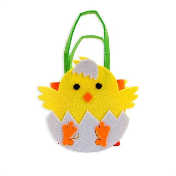 SDJMa Felt Easter Basket, 5.39x8.26 Inch Easter Chick Egg Bucket with Handle, Easter Tote Treat Bag for Candy Spring Easter Egg Hunts Birthday Party Favors Supplies
