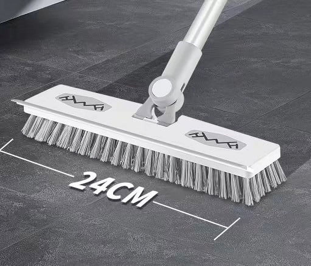 SDJMa Floor Scrub Brush with Long Handle, 2 in 1 Scrape Brush Stiff