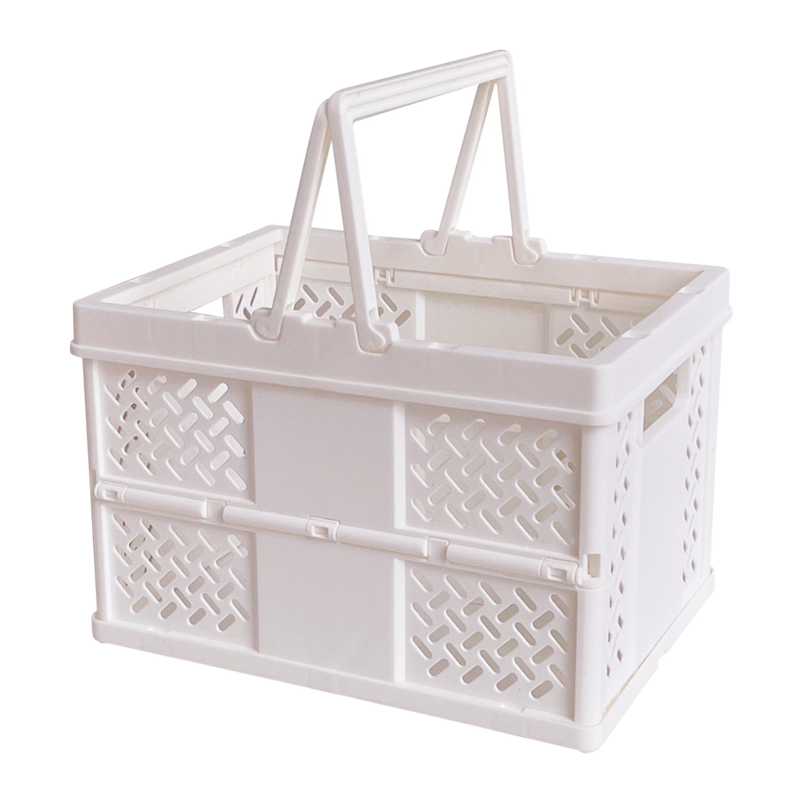 SDJMa Foldable Plastic Grocery Shopping Basket, Sturdy Vegetable Crates ...