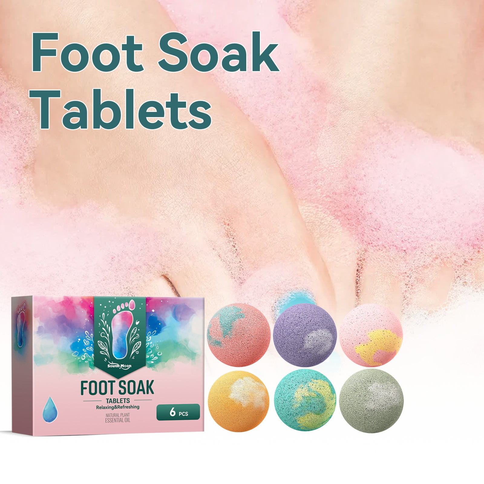 SDJMa Foot Bath Bombs 6 Pack Organic Foot Soak with Bath Salt and