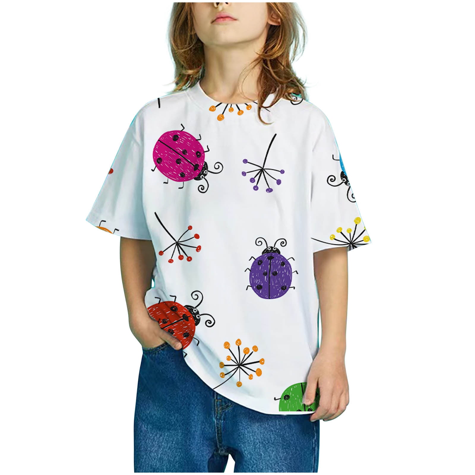 SDJMa Girls Cute Shirts Short Sleeve Cool Cartoon Animal Print