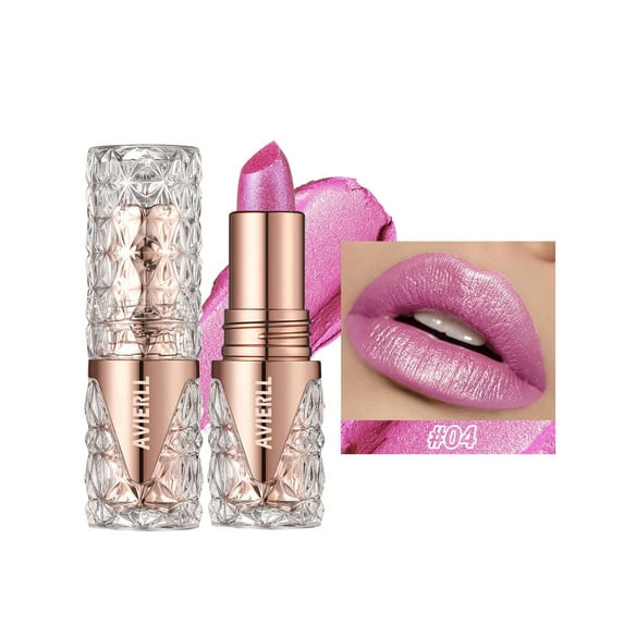 SDJMa Glitter Lipstick Hydrating Lip Balm Sparkling Shine Lip Color Nonstick Highly Pigmented Formula Gives Metallic Finish Lip Makeup for Women and Girls ( #04)