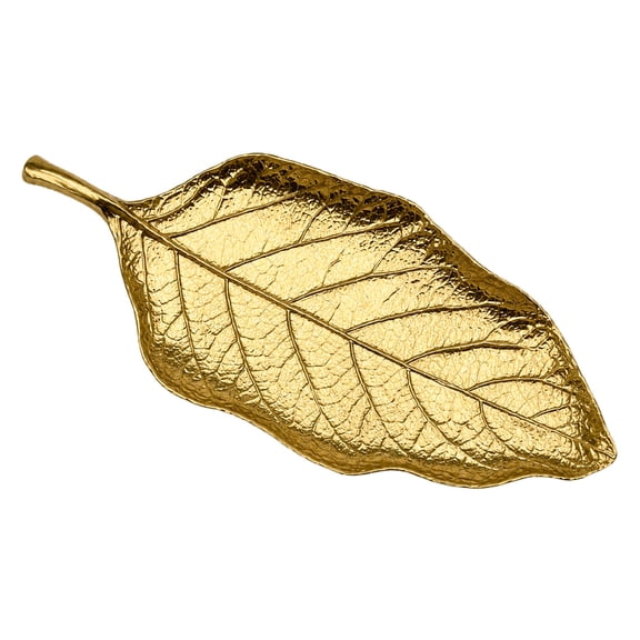 SDJMa Gold Metal Leaf Shaped Tray Decorative Leaf Ornament Vintage Textured Leaf Trinket Tray For Jewelry Keys Cosmetics Tabletop Home Coffee Table Shelf Decor