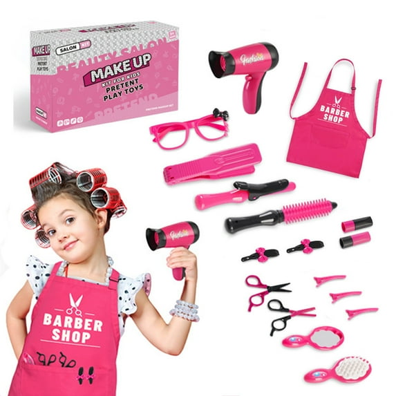 SDJMa Hair Salon Toys for Girls - Pretend Play Beauty Salon Set with Realistic Accessories Blow Dryer & Straightener & Styling Accessories - Gift for Girls Birthday Christmas