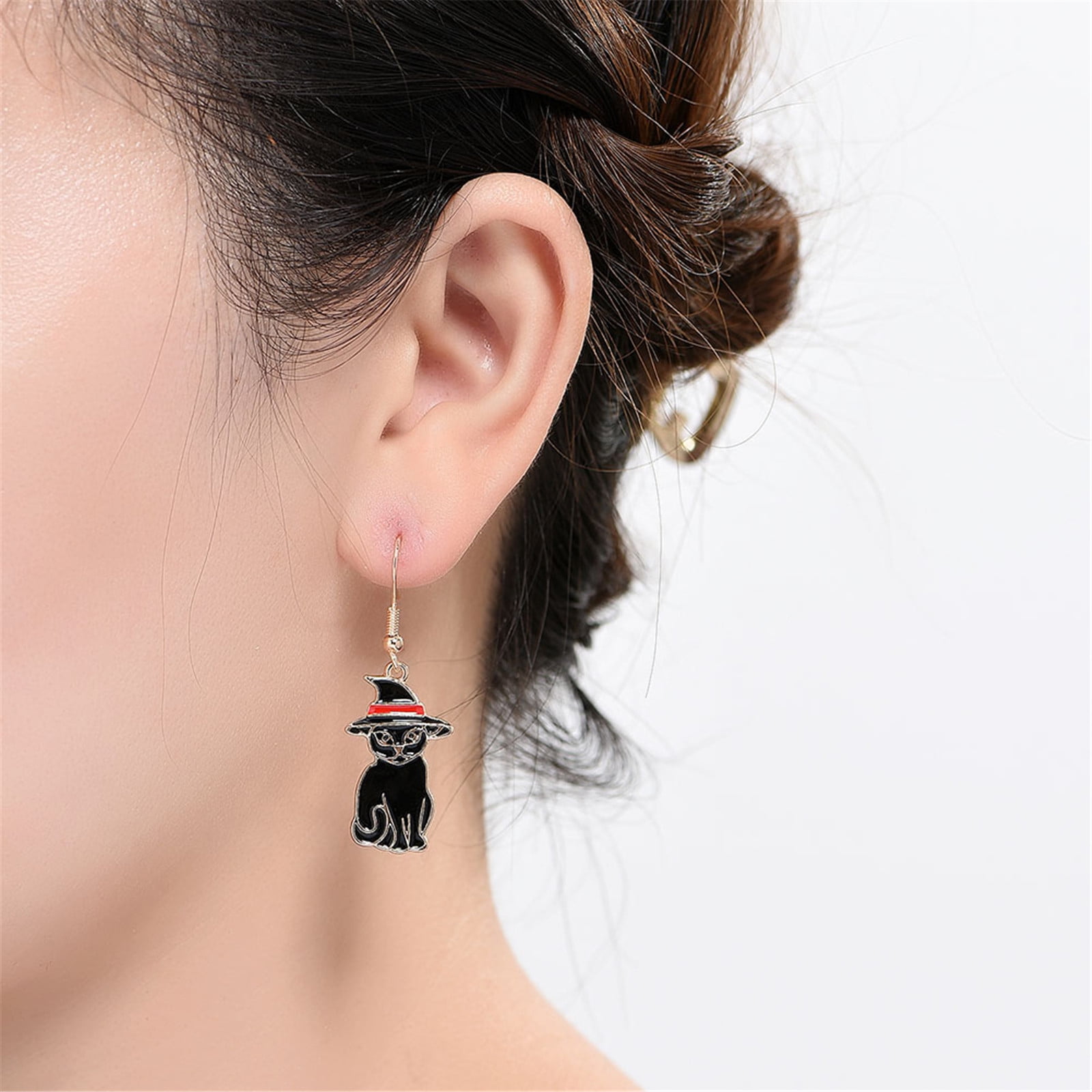 SDJMa Halloween Black Cat Earrings Hypoallergenic Punk Dangle Earring sdjma-halloween-black-cat-earrings-hypoallergenic-punk-dangle-earring