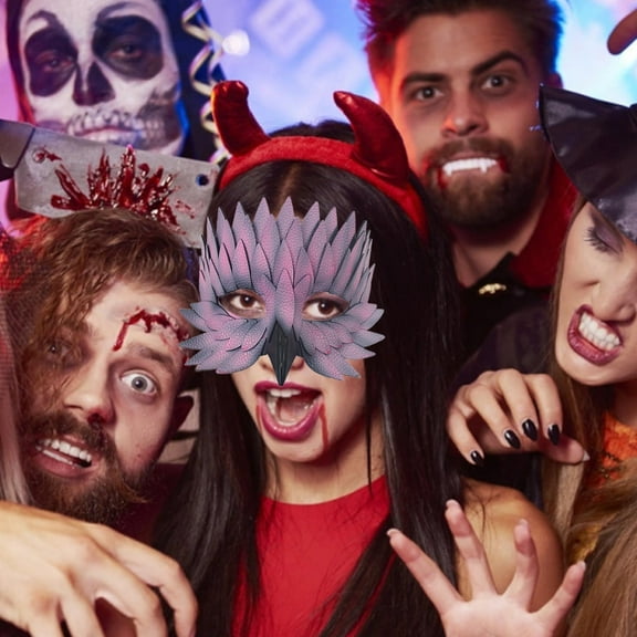 SDJMa Halloween Costume Mask PU Leather Feather Animal Mask Bird Mask for Halloween Party Accessory