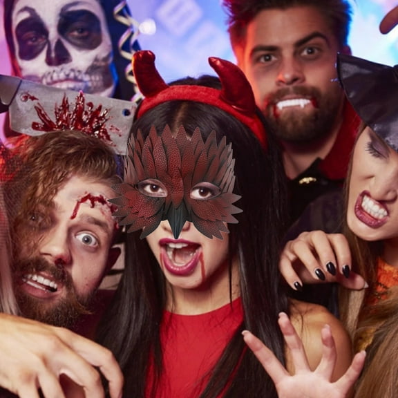 SDJMa Halloween Costume Mask PU Leather Feather Animal Mask Bird Mask for Halloween Party Accessory