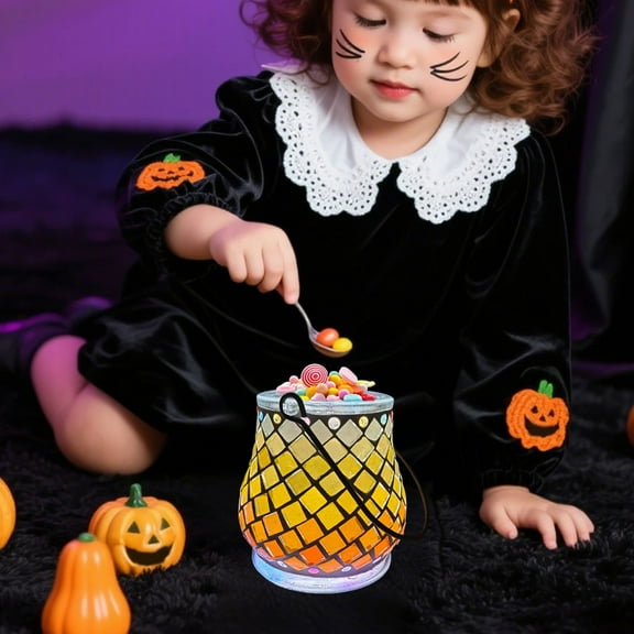 SDJMa Halloween DIY Lantern Jar Craft Kit, Glowing Candy Holder with Handle for Halloween Party Favors Supplies