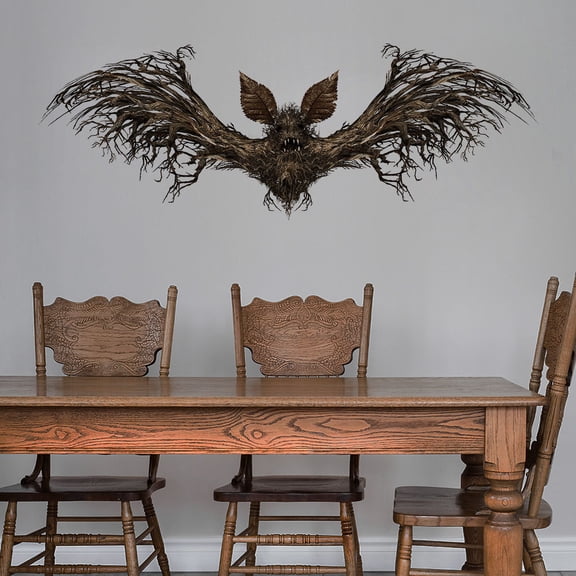 SDJMa Halloween Floor Wall Ceiling Stickers, 9.8"x27.5" Leaves Branches Bats Wall Decals, Scary Halloween Bat Sticker Decorations for Home Living Room Haunted House Decor