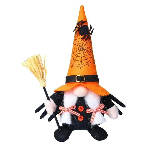 SDJMa Halloween Gnome Decoration, Cute Plush Elf Doll with Spider and Witch Hat for Halloween Party Home Fireplace Mantel Table Centerpiece