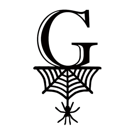 SDJMa Halloween Letters Decorations, 2.1"x3.5" Black Hanging Letters Tag with Spiderweb Decor, DIY Halloween Party Letters Ornament for Indoor Outdoor Wall Patio Porch(G)