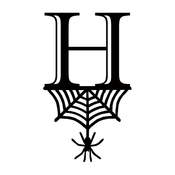 SDJMa Halloween Letters Decorations, 2.1"x3.5" Black Hanging Letters Tag with Spiderweb Decor, DIY Halloween Party Letters Ornament for Indoor Outdoor Wall Patio Porch(H)