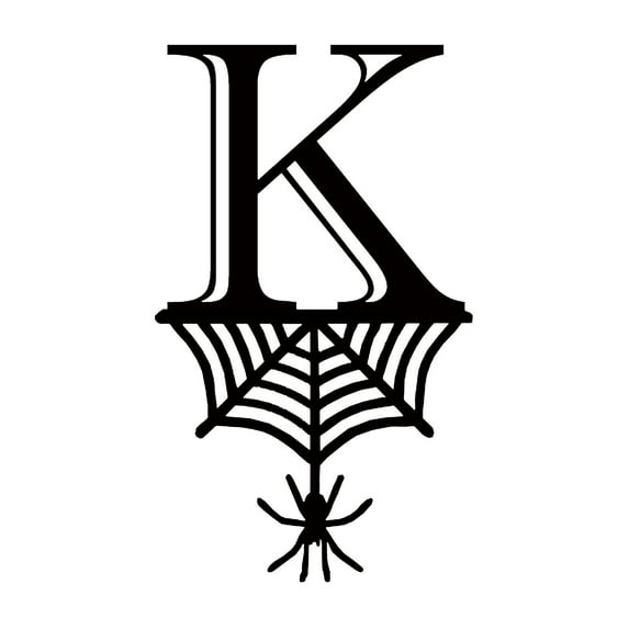 SDJMa Halloween Letters Decorations, 2.1"x3.5" Black Hanging Letters Tag with Spiderweb Decor, DIY Halloween Party Letters Ornament for Indoor Outdoor Wall Patio Porch(K)