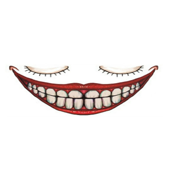 SDJMa Halloween Prank Makeup Temporary Tattoo, Clown Horror Mouth Fake Tattoo Stickers, Big Mouth Face Tattoos Decals Kits Prank Props, Face Decals Prank Props for Halloween Cosplay