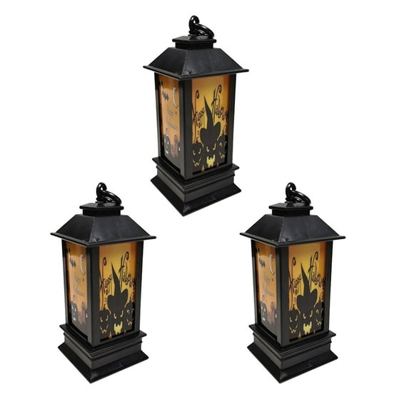 SDJMa Halloween Snow Globe Lantern, Halloween Decoration Battery Operated LED Lighted Halloween Lantern, with Flying Ghosts and Pumpkin for Halloween Party Haunted House Home Decor (3PCS)