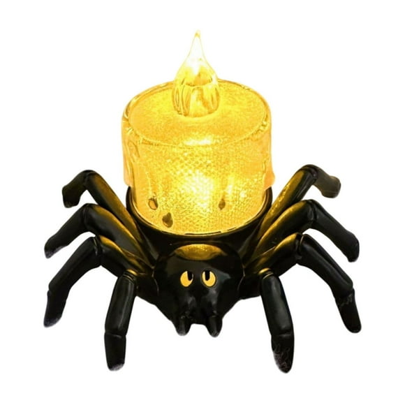 SDJMa Halloween Spider Tea Light Decoration, Battery Operated Cute Cartoon Spider Flameless LED Candle Light for Halloween Party Home Table Decor