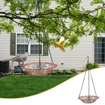 SDJMa Hanging Bird Feeder Tray,Upgraded Large Platform Metal Mesh Seed Tray for Backyard Garden Attracting Outside Wild Birds (Red)