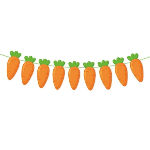 SDJMa Happy Easter Banner, Cute Cartoon Carrot Banner Garland Hanging Decorations for Spring Easter Kids Birthday Party Home Mantle Fireplace Decor